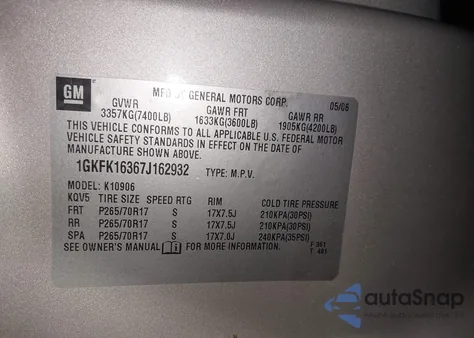 2007 GMC Yukon Xl 1500 Slt z USA, uszkodzony, nr VIN 1GKFK16367J162932